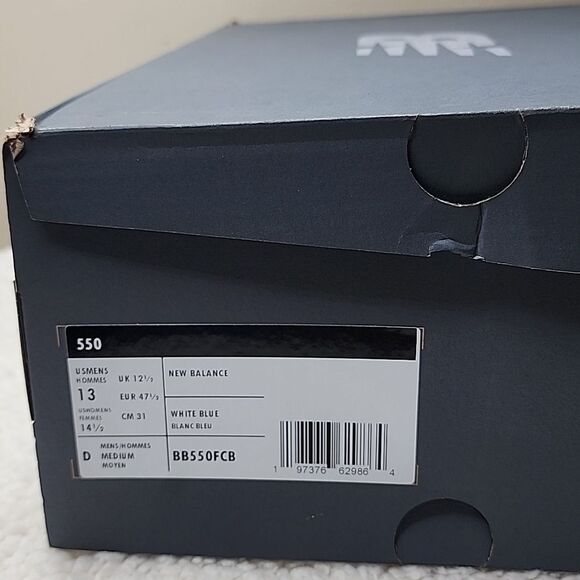 NWT New Balance 550 Grey/White/Blue Size Mens 13 Women's 14.5 - Picture 8 of 8